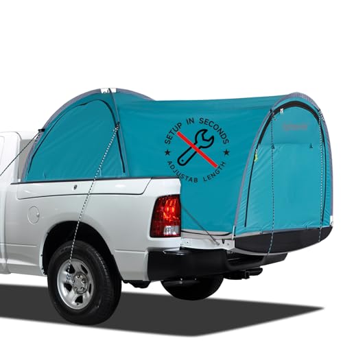 EighteenTek Adjustable Pickup Truck Tent Pop Up, Waterproof PU2000mm Spacious and Full Size Double Layer Length Adjust for 6-8.8 FT Truck Bed Tent for 4 Person Portable Pick Up Tent for Camping - Image 1