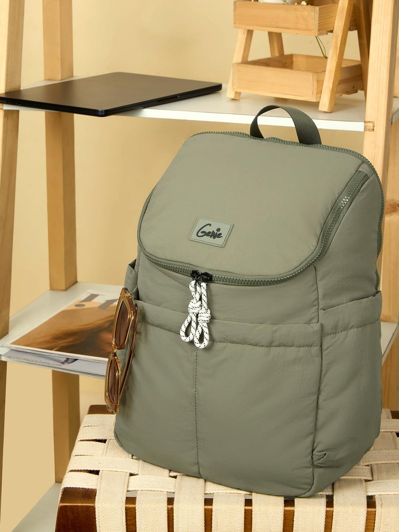 Genie Plushpack Casual Backpack For Girls |15 Inch-27 Litres With 2 Compartments with Laptop, Multiple Pockets, Trolley Sleeve And Organizer |Best For Laptop, Makeup & College/Work Must-Haves - Green - Image 3