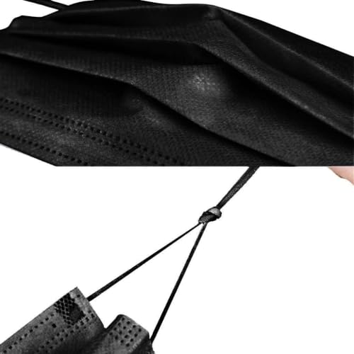 V SURZ Black 3 Ply Disposable Face Mask with Meltblown Filter, Breathable Lightweight Non-Woven Fabric, Soft Ear Loops, Comfortable Protective Mask for Men & Women (50) - Image 2