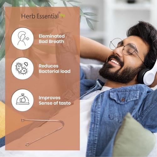 Herb Essential Copper Tongue Cleaner, Pack of 2 | Enhance Oral Hygiene | Fresh Breath & Bacteria Removal | Comfortable & Flexible Handle | Easy & Safe to Use |100% Pure Copper - Image 2