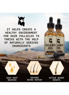 Striking Viking Beard Oil For Men Vanilla (Large 2 Oz) - All Naturally Derived Formula With Argan & Jojoba Oils - Softens, Smooths & Strengthens Beard Growth - Beard Conditioner Oil Men (Pack Of 2) 