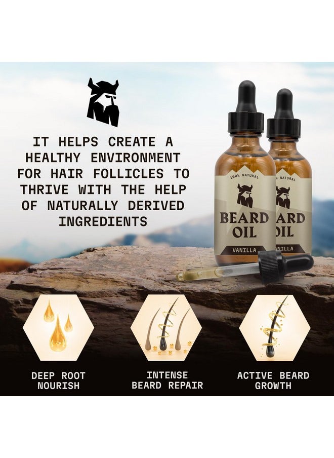 Striking Viking - Beard Oil For Men Vanilla (Large 2 Oz) - All Naturally Derived Formula With Argan & Jojoba Oils - Softens, Smooths & Strengthens Beard Growth - Beard Conditioner Oil Men (Pack Of 2) - Image 1