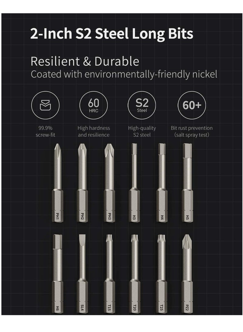SOLARAE Electric Screwdriver, 3.6V Cordless Screwdrive Set, All-in-One Design, USB-C Charging Cable, Manual & Electric, LED Shadowless Light, 3 Torque, 5N.m 1500mAh, 12Pcs Bit for Electrical Repairs - Image 4