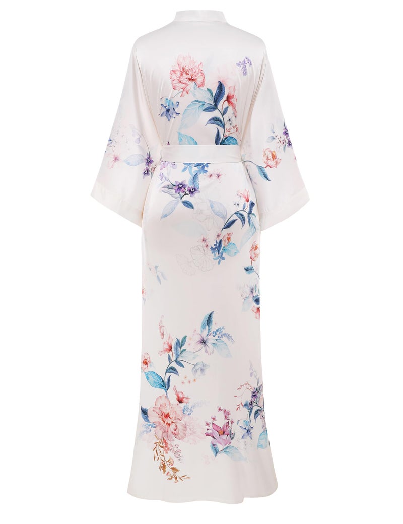 PRODESIGN Long Kimono Robe Satin Sleepwear Gradient Watercolor Silky Kimono Nightgown Bathrobe Kimono Blouse Cardigan - Image 2