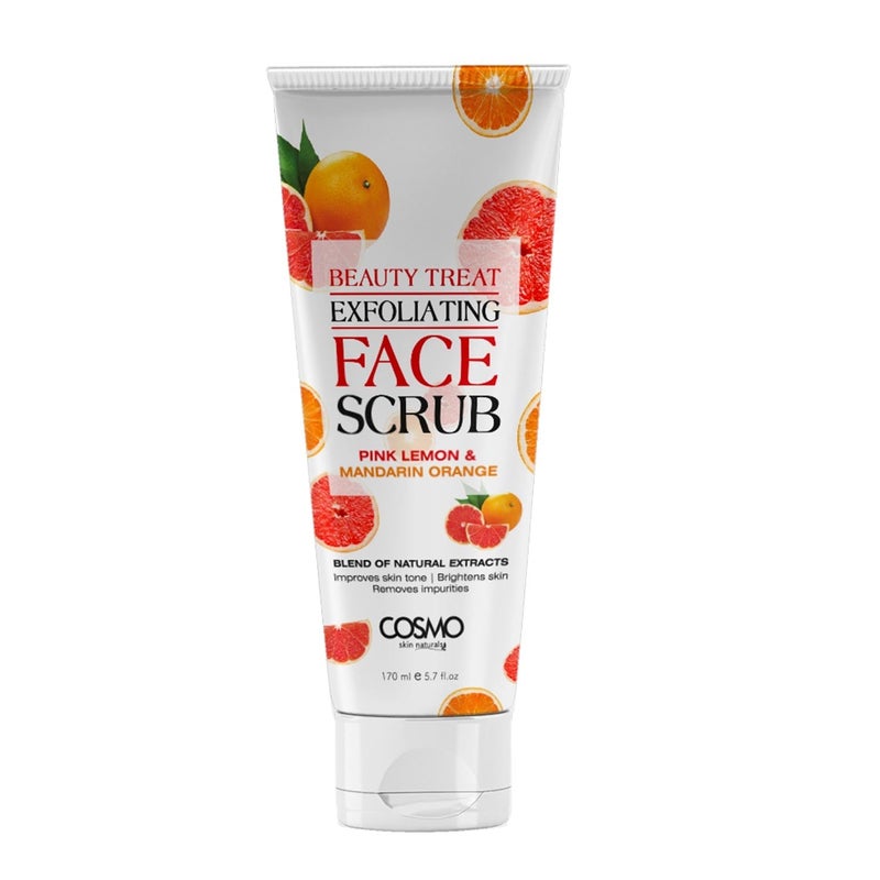 COSMO Pink Lemon & Mandarin Orange Face Scrub, Natural Exfoliating Facial Scrub with Citrus Extracts, Deep Cleansing & Brightening Formula for Smooth, Glowing Skin – Gentle for All Skin Types, 170 ml - Image 1