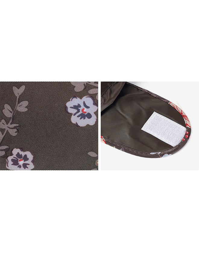 MARGOUN Make up Bag Drawstring Travel Cosmetic Bag Round Magic Toiletry Beauty Kit Pouch Flowering Brown  - Image 3