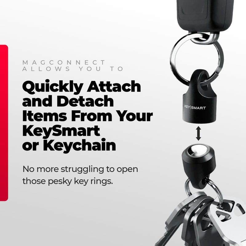 key smart KeySmart MagConnect - Magnetic Quick Release Keychain Connector, Secure Pull-Apart Key Attachment Accessory (Black) - Image 2