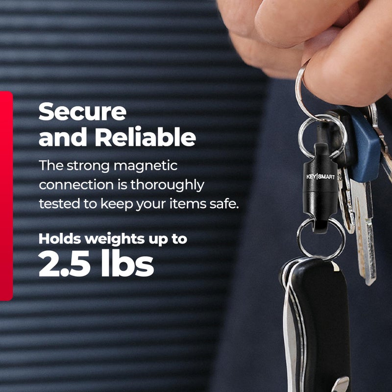 key smart KeySmart MagConnect - Magnetic Quick Release Keychain Connector, Secure Pull-Apart Key Attachment Accessory (Black) - Image 5