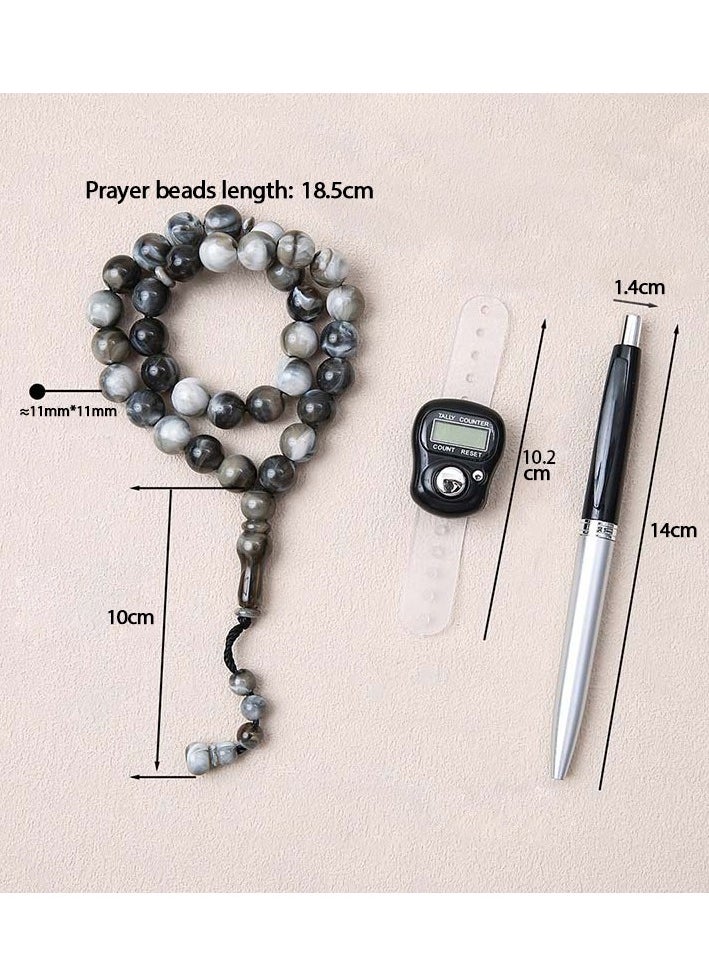 GRKC Prayer Bead Counting Set - Misbaha Tasbih for Meditation & Islamic Worship, Digital Finger Counter, Ramadan Gift, Eid Present, Muslim Prayer Accessory  - Image 2