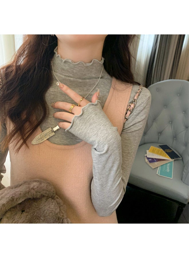 Modal Semi-Turtle Neck Base Shirt Women'S Inner Wear, Spring Autumn Winter Fashionable Inner Layer, Slim Fit High-End Sense, Scalloped Edge, Korean Style Slim Fit Top - Image 2