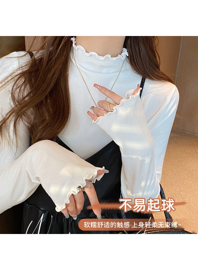 Modal Semi-Turtle Neck Base Shirt Women'S Inner Wear, Spring Autumn Winter Fashionable Inner Layer, Slim Fit High-End Sense, Scalloped Edge, Korean Style Slim Fit Top - Image 4