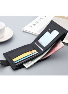 Banabanma Leather Mens Wallet with Lock Button，Fashion Wallet with 7 Card Slots Multi-Card Large -Capacity Card Bag Black  - Image 4