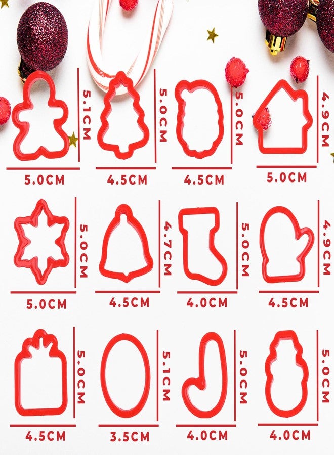 Orapink 12 Pieces Christmas Cookie Cutters,Plastic Cookie Cutter Set,Holiday Cookie Biscuit Cutter Set - Christmas tree,Gingerbread man,Santa Claus,Snowflakes for Baking - Image 2