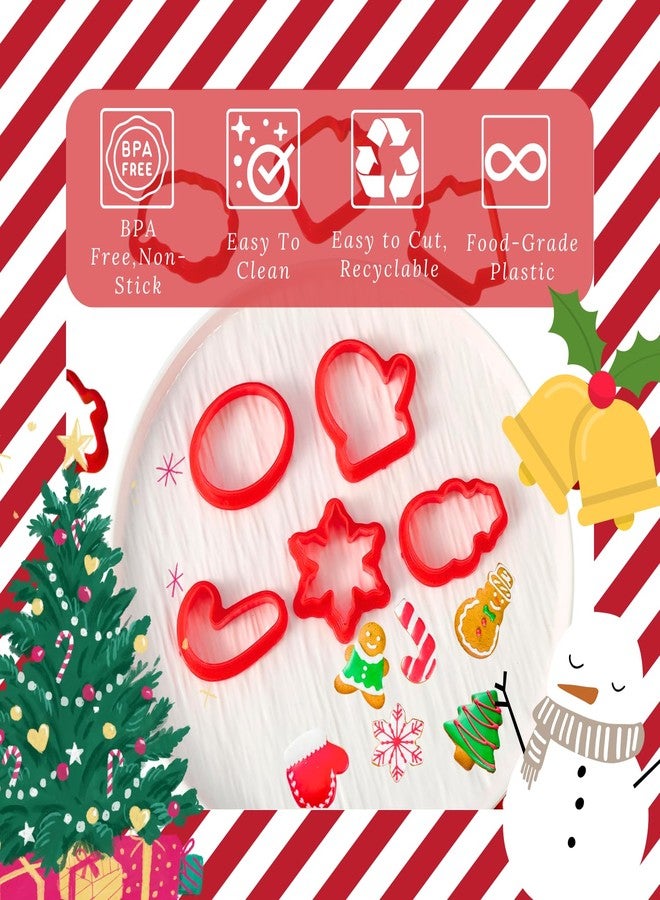 Orapink 12 Pieces Christmas Cookie Cutters,Plastic Cookie Cutter Set,Holiday Cookie Biscuit Cutter Set - Christmas tree,Gingerbread man,Santa Claus,Snowflakes for Baking - Image 3
