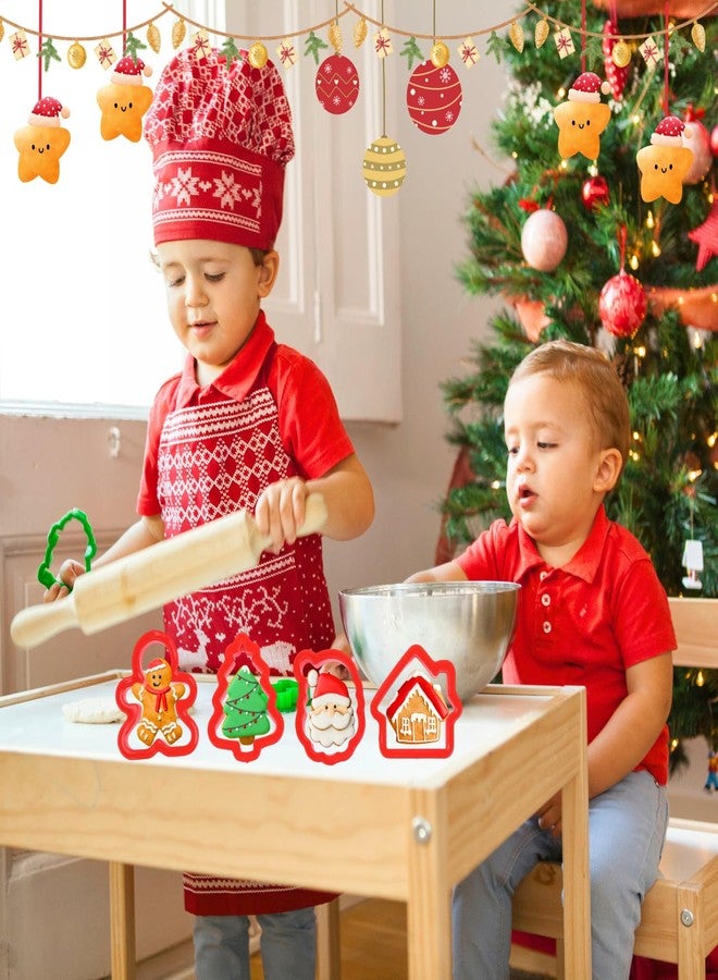 Orapink 12 Pieces Christmas Cookie Cutters,Plastic Cookie Cutter Set,Holiday Cookie Biscuit Cutter Set - Christmas tree,Gingerbread man,Santa Claus,Snowflakes for Baking - Image 4