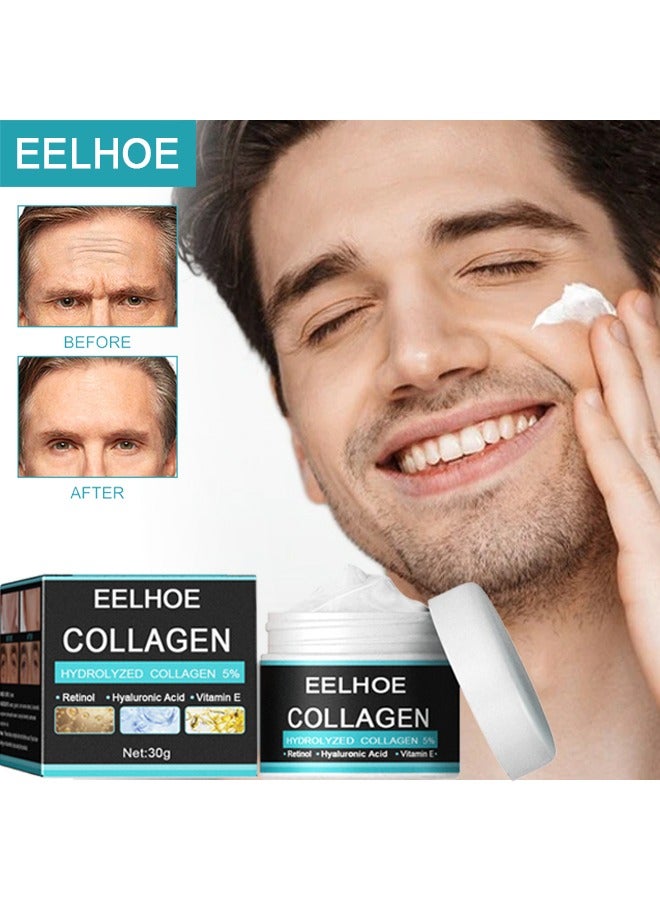 EELHOE Collagen hydrolyzed collagen 5%,Cream For Men 30g,Contains Retinol, Hyaluronic Acid, And Vitamin E，Has Anti Wrinkle Cream, Facial Moisturizing, Anti-Aging And Wrinkle Antioxidant Effects - Image 1