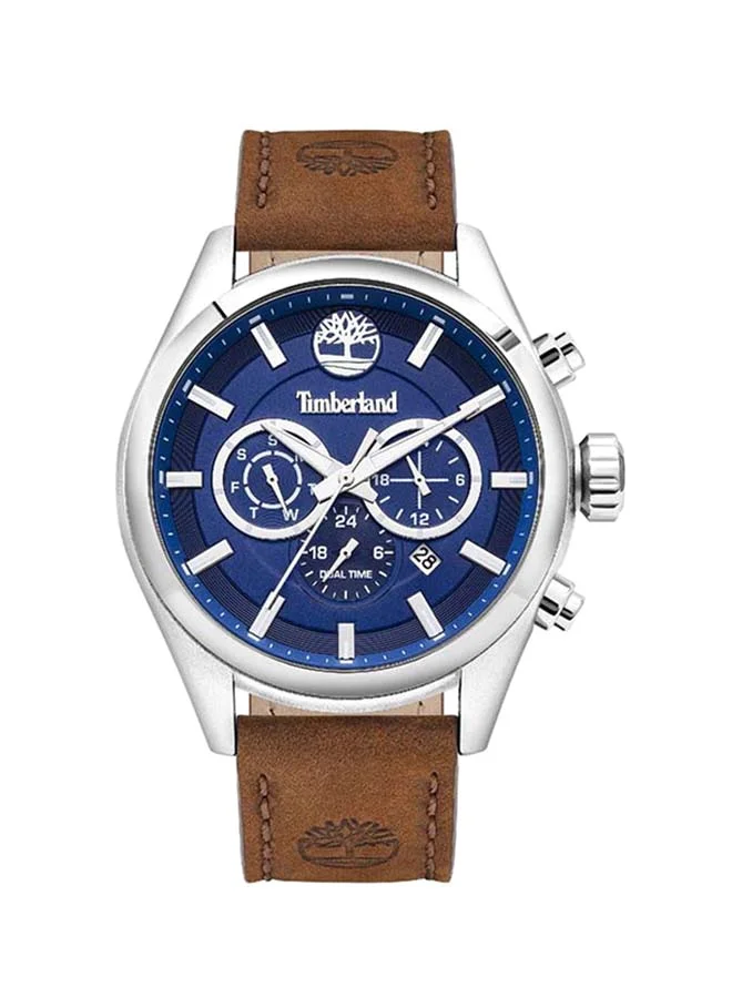 Timberland Ashmont Blue Dial Brown Leather Strap Chronograph Watch for Men 46mm