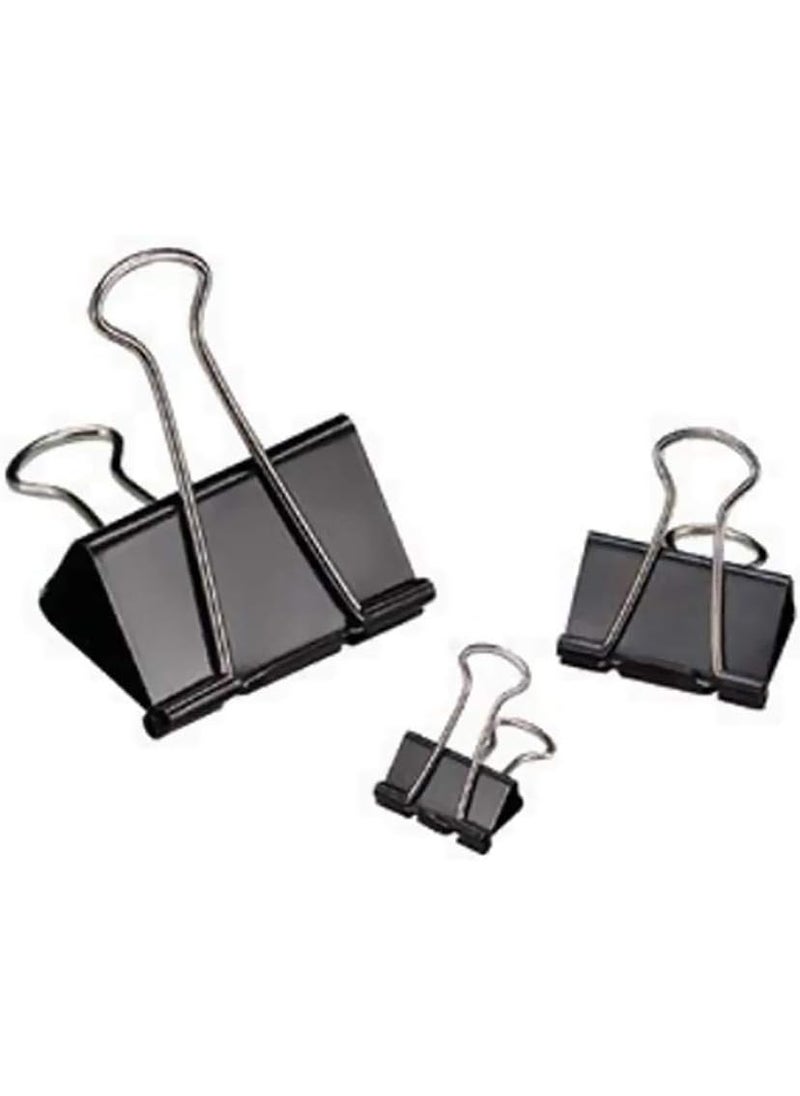 Alvin Alvin Binder Clips Paper Binder Assorted Sizes Tempered Steel Black 12 Pieces  2 Inches  - Image 1