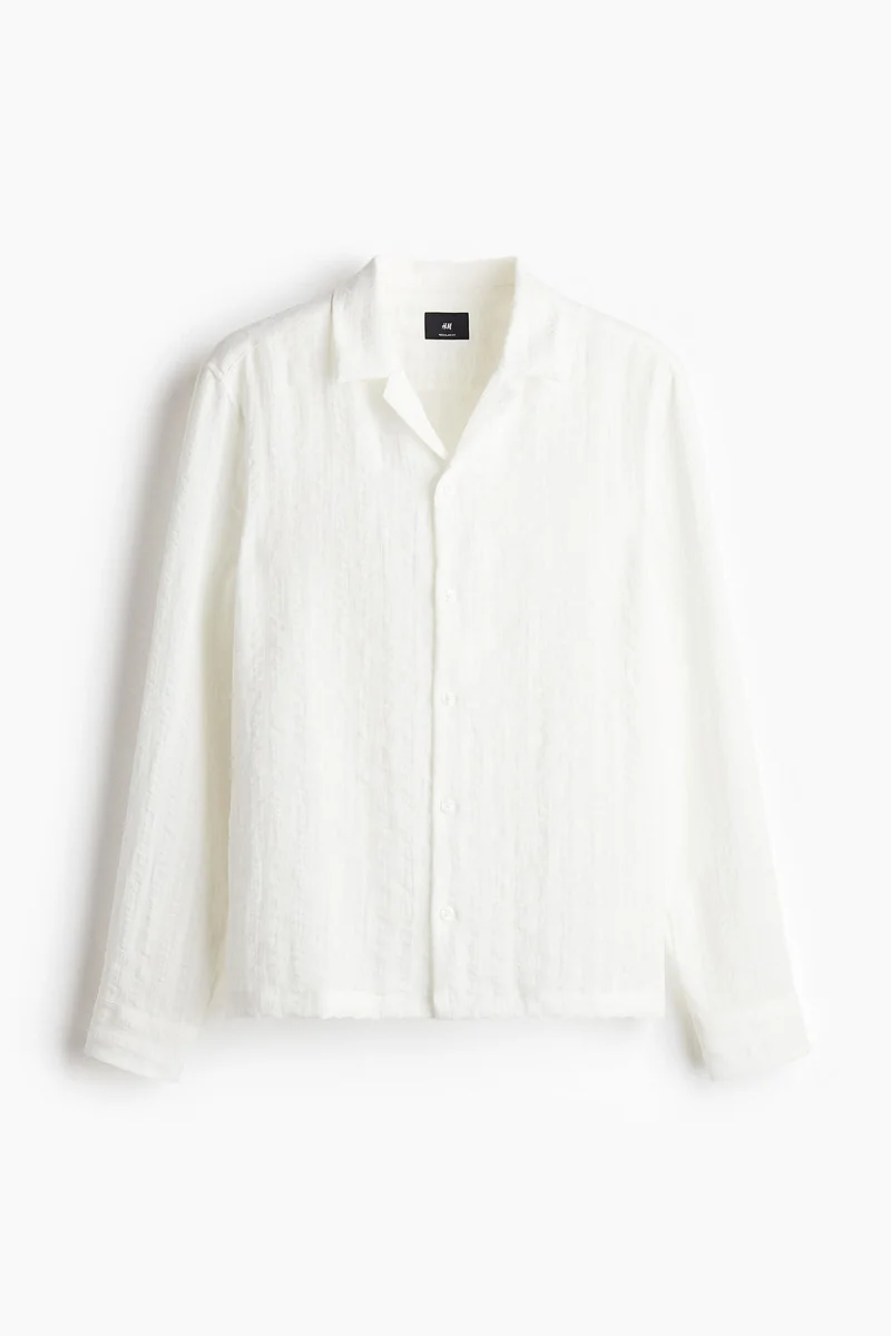 H&M  Regular Fit Long-sleeved resort shirt for Men | Best Price UAE