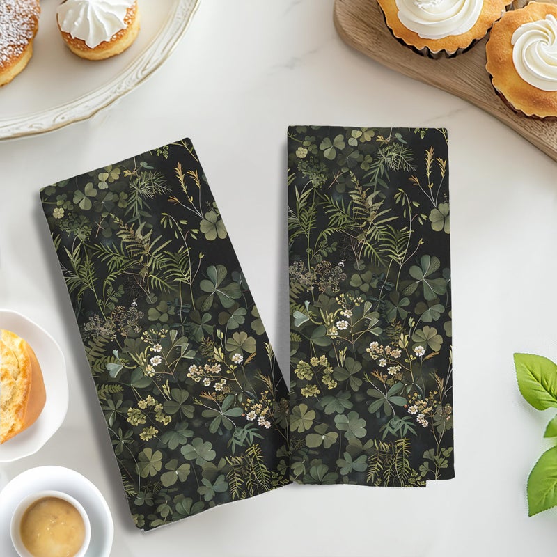 LUKIPOM Vintage Botanical Kitchen Towels Set of 2, Olive Green Hand Towels for Bathroom, Green Bathroom Kitchen Decor, 16x24 Inch - Image 5
