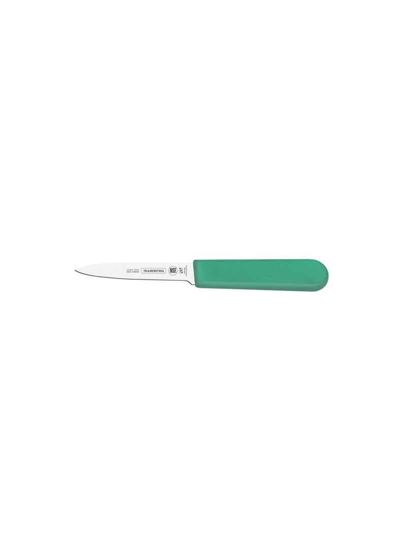 Tramontina Professional 3 Inches Paring Knife with Stainless Steel Blade and Green Polypropylene Handle with Antimicrobial Protection