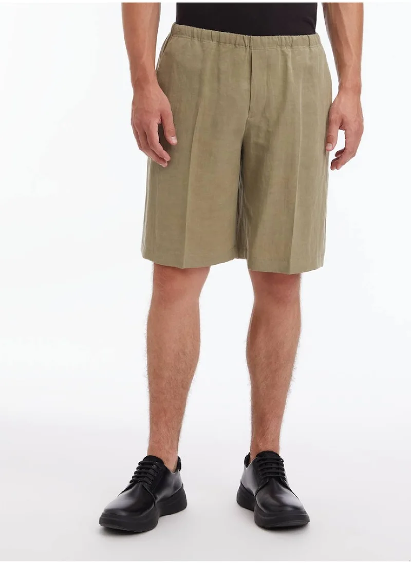 CALVIN KLEIN Men's Linen Viscose Shorts -  Lyocell, Green