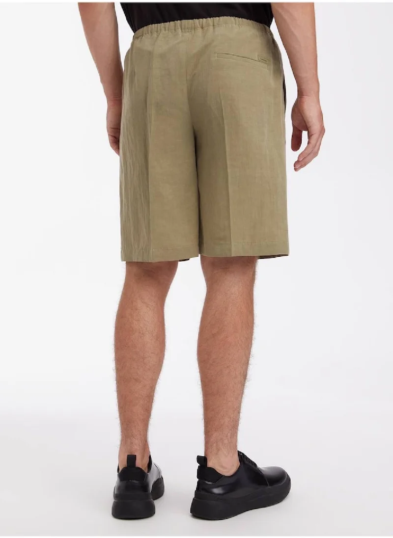 CALVIN KLEIN Men's Linen Viscose Shorts -  Lyocell, Green