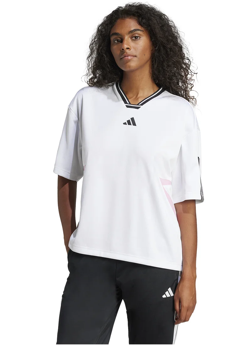 Adidas Tiro Cut 3 Stripe Color Block Boyfriend T-Shirt