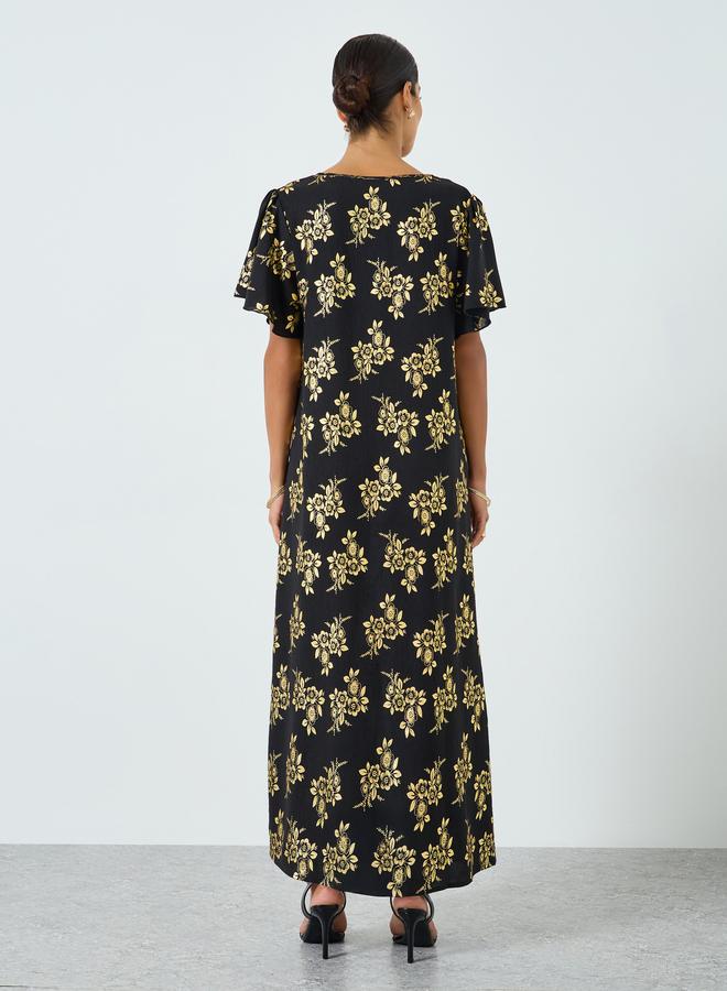 Take Two Women Floral Printed Short Sleeve Jalabiya - Image 5