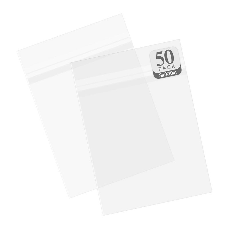 Golden State Art Golden State Art Pack of 50 AcidFree Crystal Clear Sleeves Storage Bags for Framing Mats Mattes 8 38 x 10 18 inches