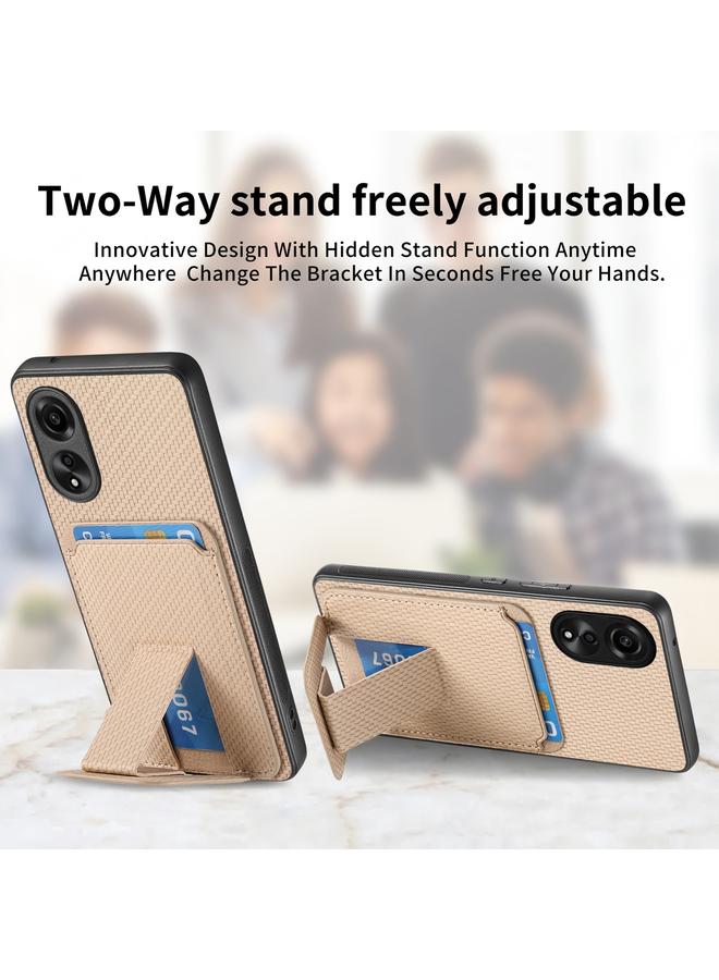 اس-توب جراب هاتف OPPO Reno8 T 4G مصنوع من ألياف الكربون وحقيبة بطاقات وحامل قابل للطي - Image 2