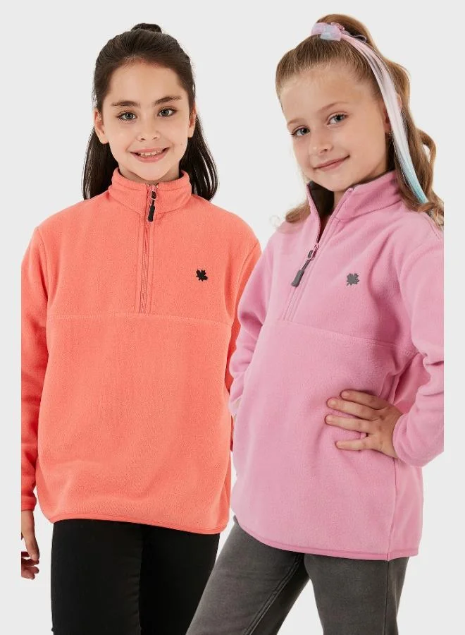 ليلا ليلا سويت شيرت بياقة واقف بسحاب ناعم قطعتين للأطفال