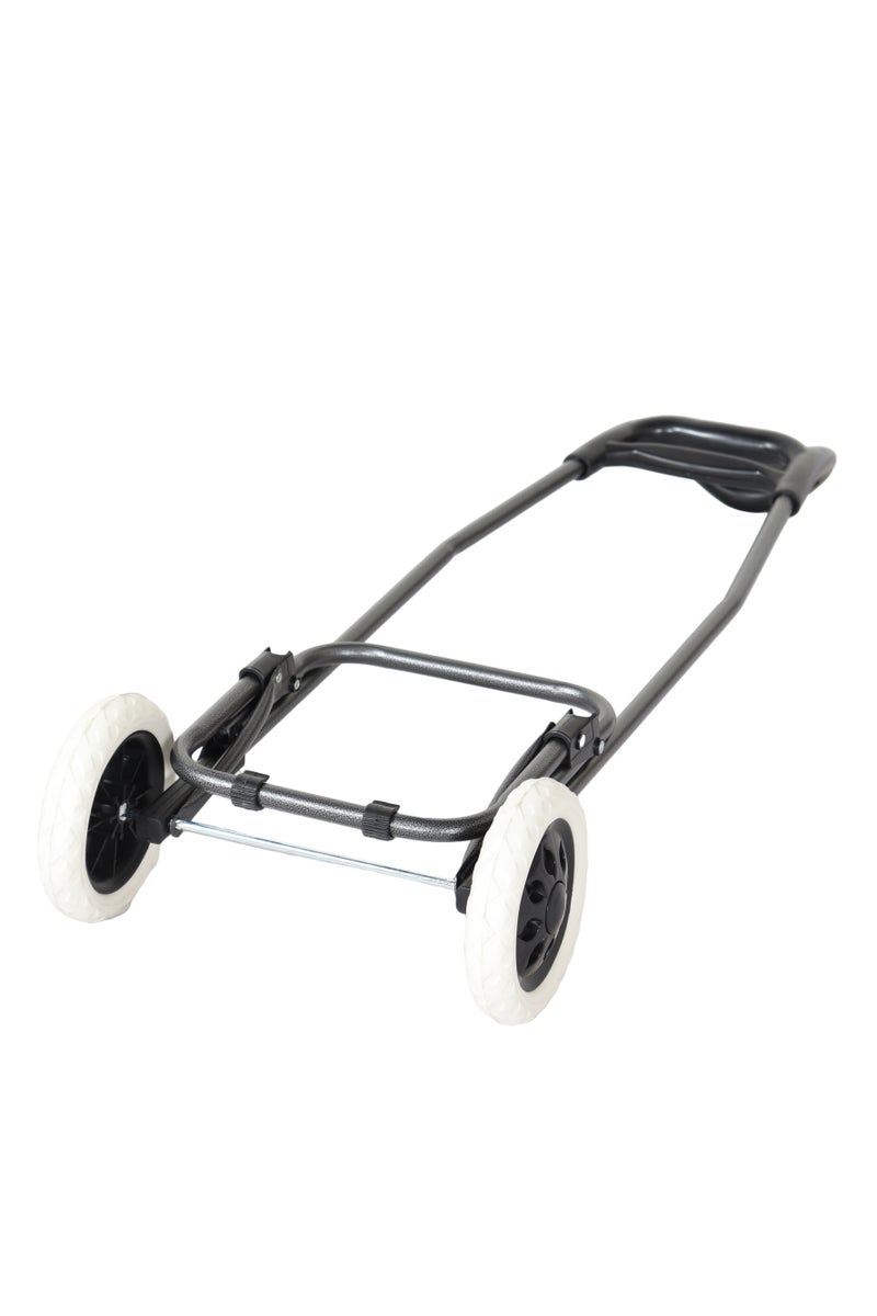 هوم فيو عربة تسوق قابلة للطي باللون الأسود الممزوج بالأبيض - تصميم أنيق ومتعدد الاستخدامات مع عجلات إسفنجية مضادة للانزلاق ومقبض مريح لراحة اليد مع جيوب تخزين كبيرة. - Image 3