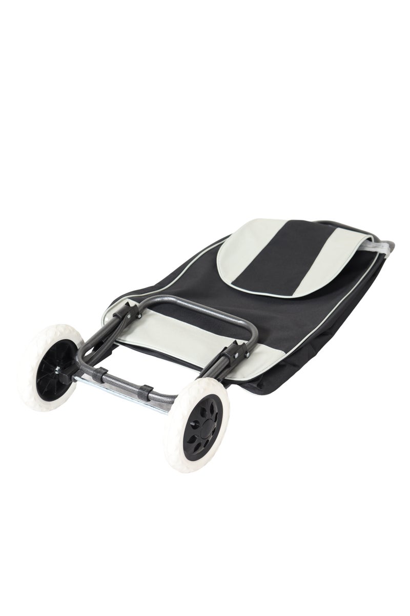 هوم فيو عربة تسوق قابلة للطي باللون الأسود الممزوج بالأبيض - تصميم أنيق ومتعدد الاستخدامات مع عجلات إسفنجية مضادة للانزلاق ومقبض مريح لراحة اليد مع جيوب تخزين كبيرة. - Image 4