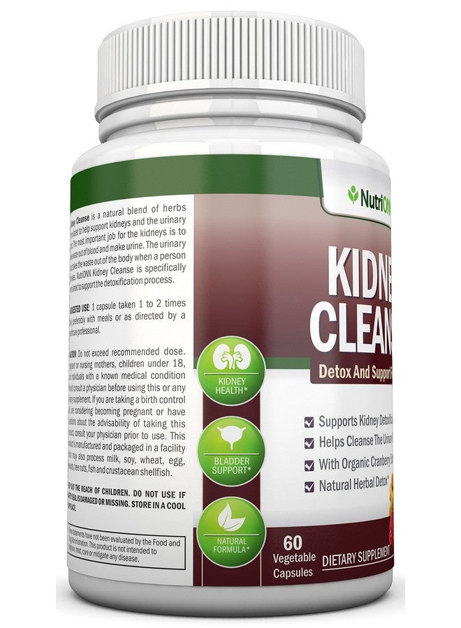 NutriONN KIDNEY CLEANSE - Detox and Support For Urinary Tract, Bladder and Kidneys - All Natural Herbal Supplement Formula With Organic Cranberry, Astragalus, Turmeric, Goldenrod, Gravel Root, Juniper and More - Image 4