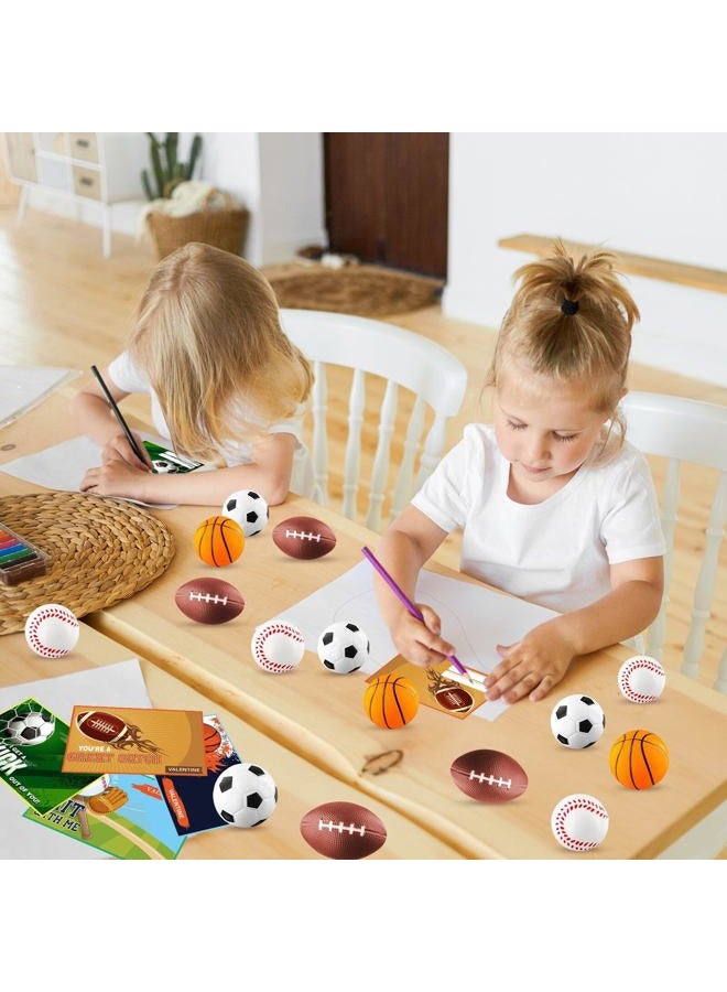 Garma 28 Pack Valentines Day Gift Cards for Kids with Mini Sports Ball Fidget Stress Balls Squeeze Foam Balls for Kids Valentine Classroom Exchange Prizes, Stress Relief Valentine Party Favor Toys - Image 5