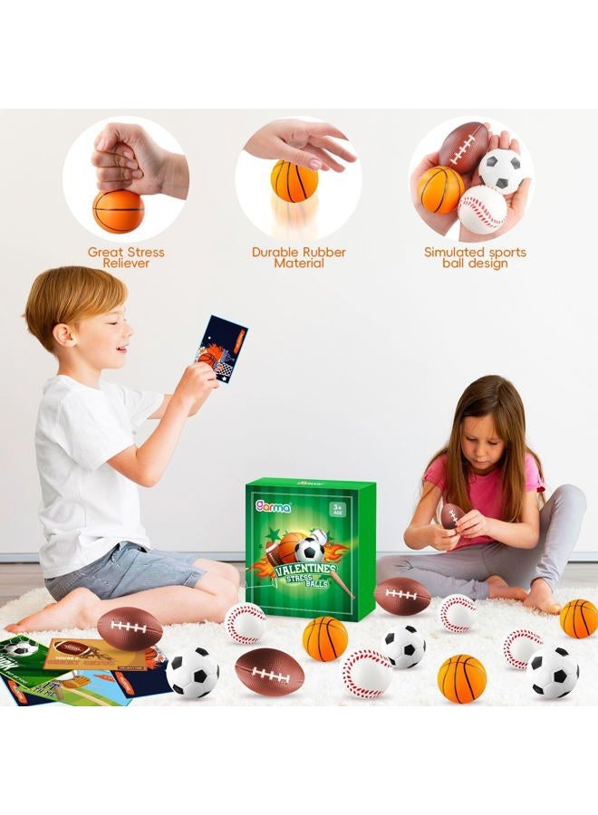 Garma 28 Pack Valentines Day Gift Cards for Kids with Mini Sports Ball Fidget Stress Balls Squeeze Foam Balls for Kids Valentine Classroom Exchange Prizes, Stress Relief Valentine Party Favor Toys - Image 4