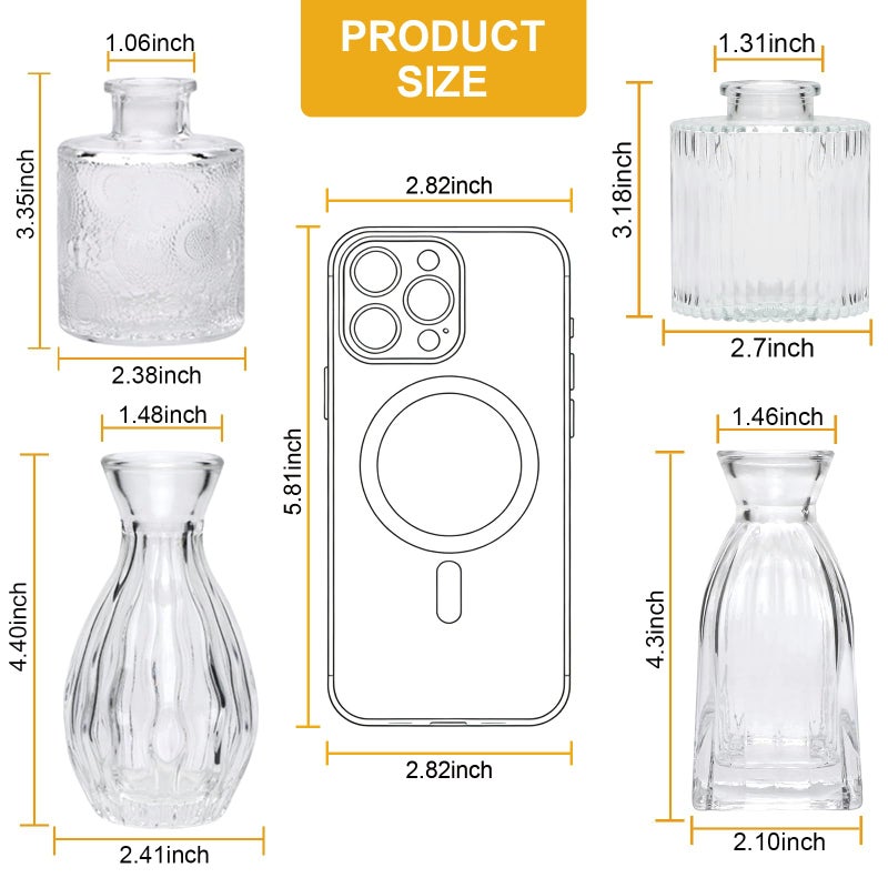 Mapoxy Glass Bud Vases Set of 4,Small Flower Vases for Wedding Centerpiece Table Decorations,Clear Vintage Embossed Mini Vases,Flower Arrangements in Vases for Party or Home Decor - Image 2