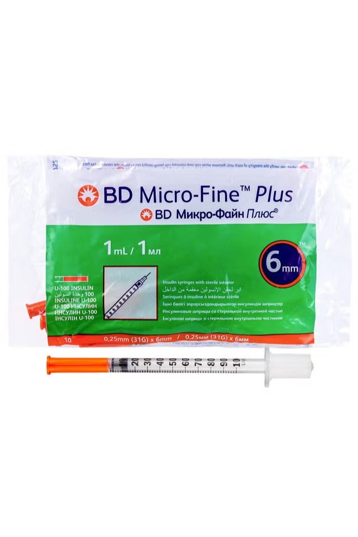 BD Micro-Fine حقنة الأنسولين ميكرو-فاين بلس 1 مل 31Gx6mm 10 قطع