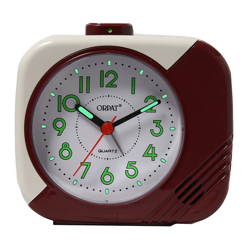 Orpat Ajanta Time Piece Beep Alarm Clock (Small_130X120X60 mm) (Burgundy) - Image 1