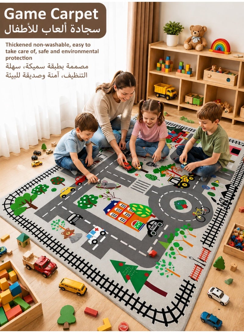 GOOGO Newborn Games Playmats/Kids Rug Mat Carpet, Car Rugs for Kids Toy Cars, Non Slip Floor Mats for Kids, Educational Area Play Rugs for Kids Playroom Bedroom,Children's Educational Fun Carpet 80×120cm - Image 1