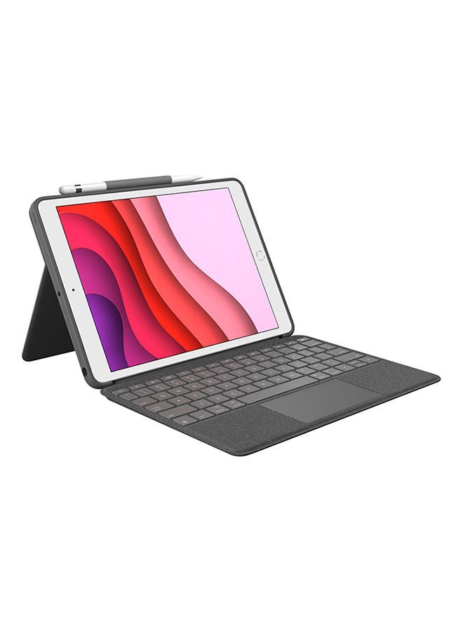 Logitech Combo Touch for iPad (7th, 8th & 9th Gen), Keyboard Case with Trackpad, Wireless Detachable Keyboard, Soft Slim Cover, Adjustable Stand, English-Arabic Layout Grey - Image 2