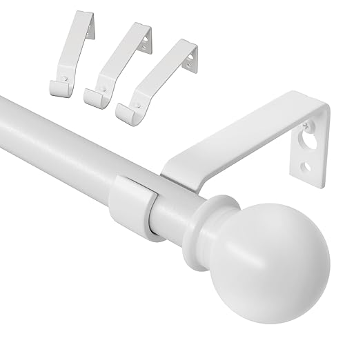 ATUHOLA White Curtain Rods for Windows 66 to 120, Long Curtain Rod for Outdoor Patio, Sliding Door, Adjustable Heavy Duty Drapery Rod Set Easy Install, Decorative 5/8 Diameter Drape Pole 10 ft Width - Image 1