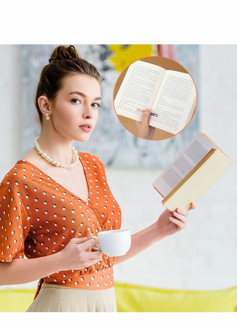 XiuWoo Dried Flower Resin Book Page Holder, 2 Pcs Transparent Thumb Ring Holder Handmade Personalized Bookmark Reading Accessories - Image 2