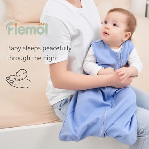FIEMOL Baby Sleep Sack 0-6 Months, 100% Cotton Sleeping Sack for Newborn and Infant, 3 Pack Baby Wearable Blanket, 0.5 Tog Lightweight Double Zipper Sleep Bag Apricot - Image 5