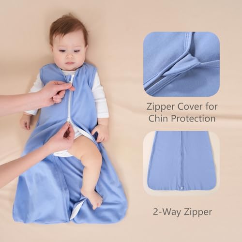 FIEMOL Baby Sleep Sack 0-6 Months, 100% Cotton Sleeping Sack for Newborn and Infant, 3 Pack Baby Wearable Blanket, 0.5 Tog Lightweight Double Zipper Sleep Bag Apricot - Image 3