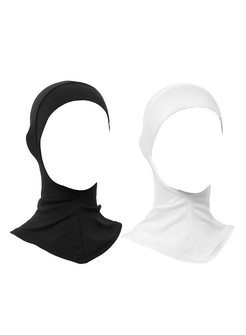 Hijab Cap for Women, 2 Pack, Adjustable Turban with Full Neck Coverage, Stretchy - Image 1