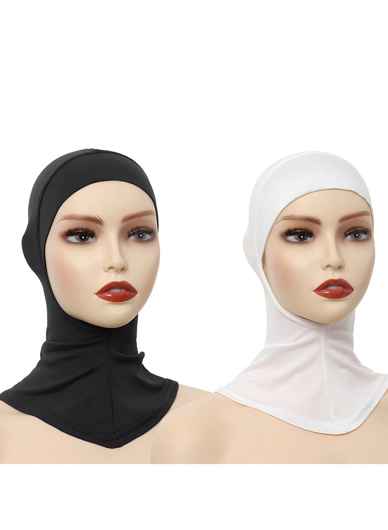 Hijab Cap for Women, 2 Pack, Adjustable Turban with Full Neck Coverage, Stretchy - Image 5