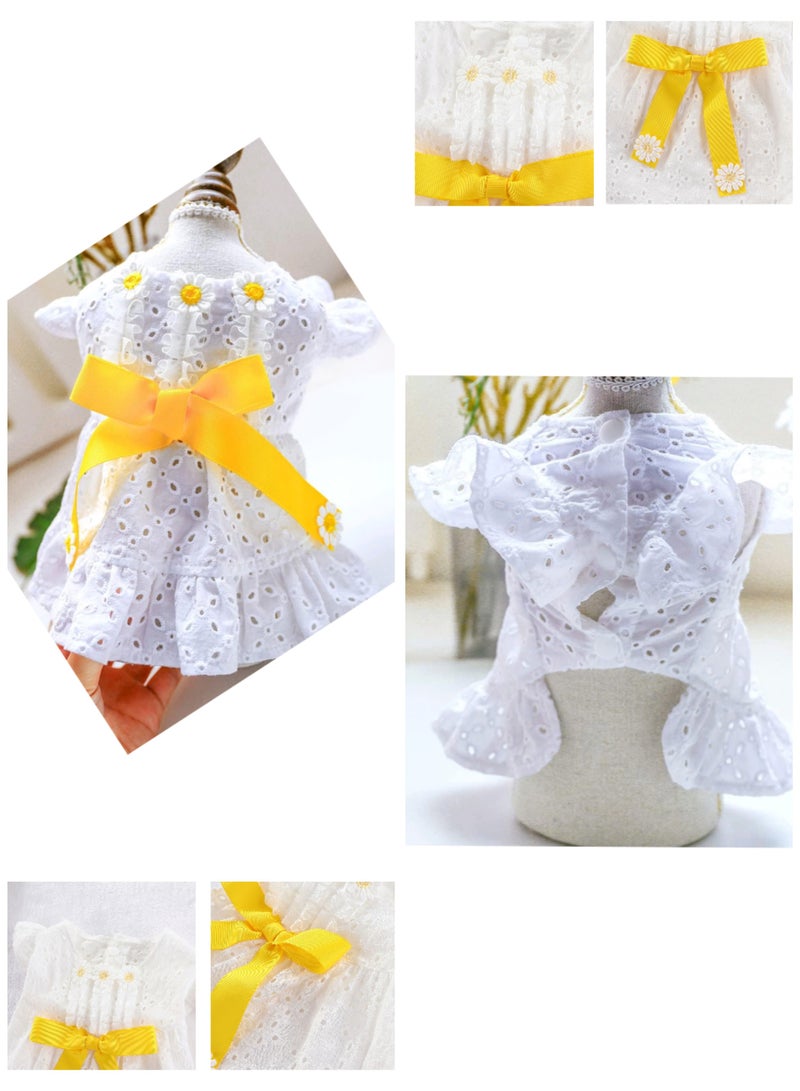 A.M Cute Dog And Cat Princess Dress, Summer Pet Clothes for Small Dogs, Elegant Bowknot Bowknot Puppy Sundress Holiday Breathable Lightweight Female Outfits - Image 3