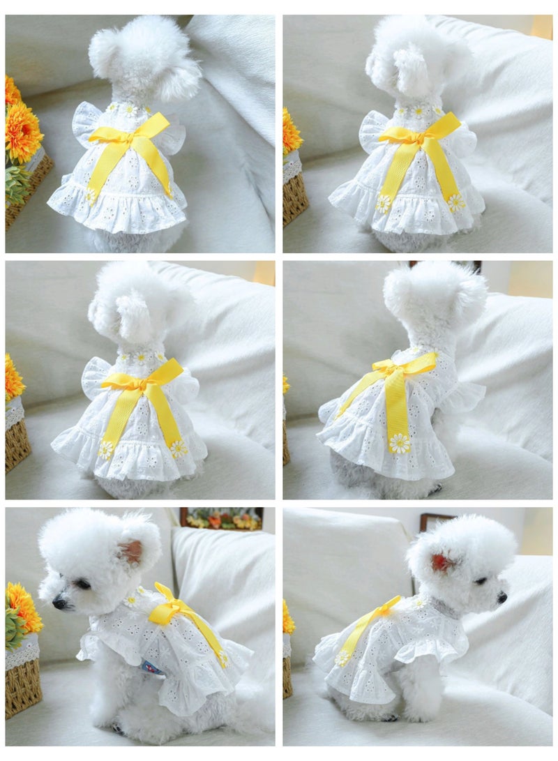 A.M Cute Dog And Cat Princess Dress, Summer Pet Clothes for Small Dogs, Elegant Bowknot Bowknot Puppy Sundress Holiday Breathable Lightweight Female Outfits - Image 5